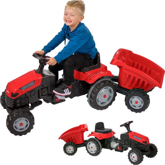 Tractor cu pedale Farmer GoTrac Maxi cu remorcă Roti silențioase