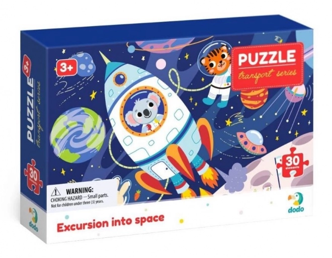 Puzzle Aventură Spațială cu Animale 30 Piese