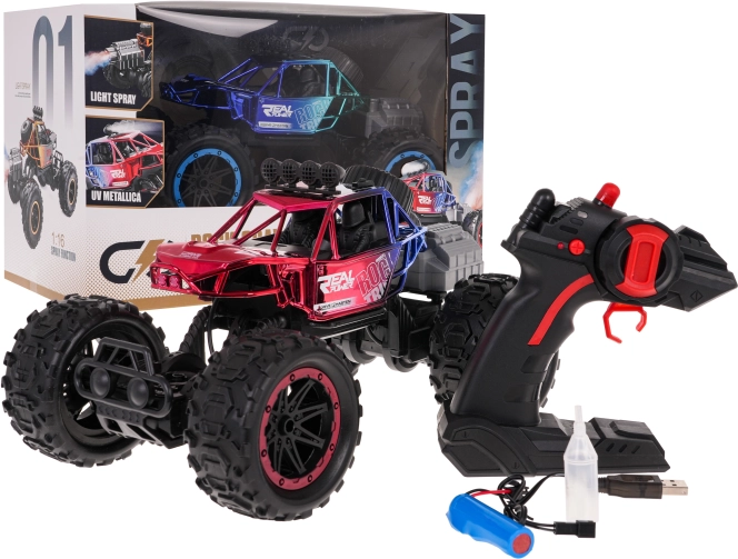 RC crawler REAL ROCK cu funcție de fum 1:16 – Roșu