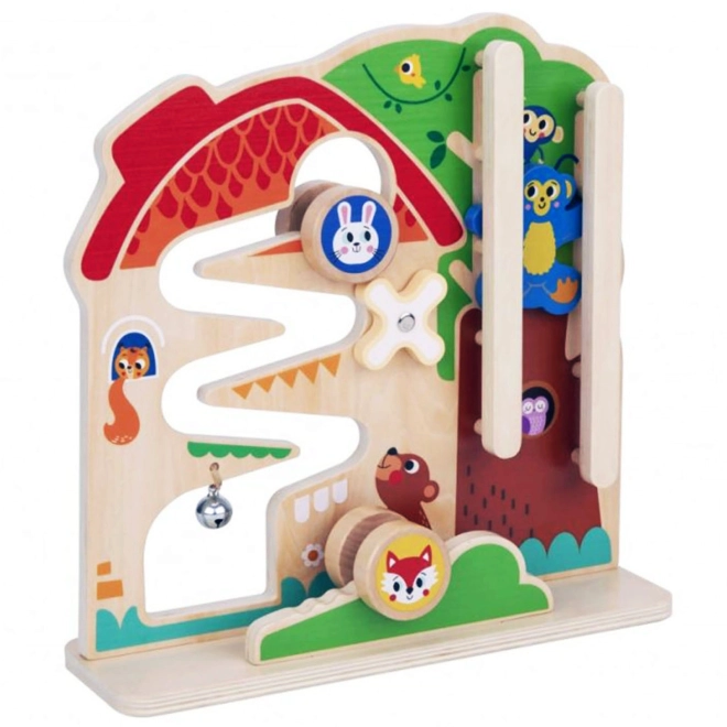 Tablă Montessori din lemn cu labirint Tooky Toy