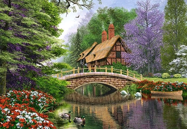 Puzzle Casa lângă râu 1000 piese