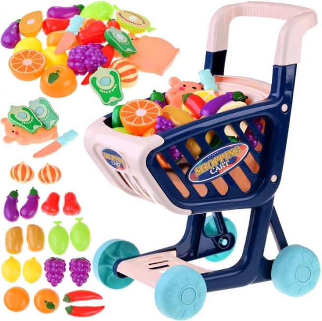 Cărucior de cumpărături + legume fructe de tăiat Shop fun 36 piese ZA4791
