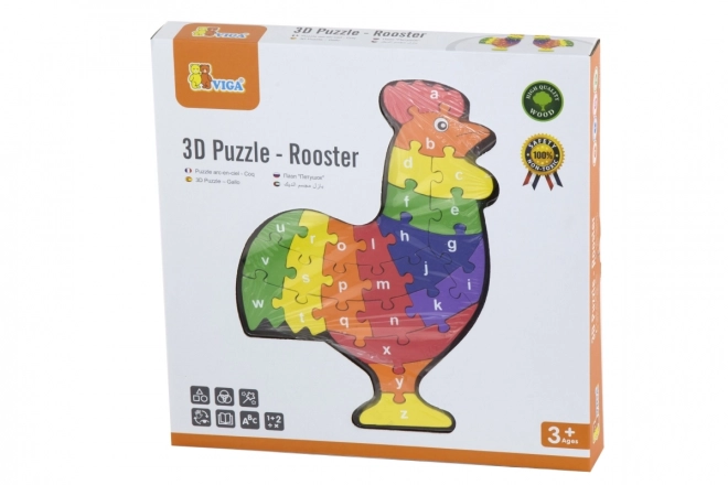 Puzzle 3D cocoș cu litere