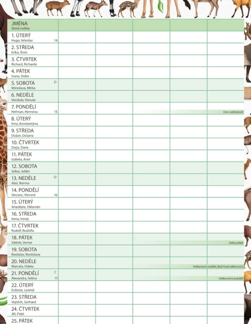 Calendar de planificare familială Animalium 2026