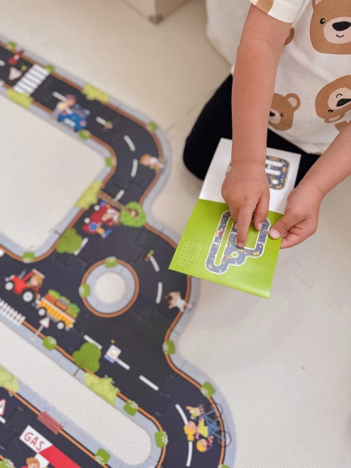 Woopie Green puzzle urban pentru copii - Pista auto