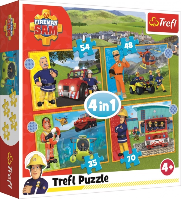 Puzzle cu Sam Pompierul - Set 4 în 1