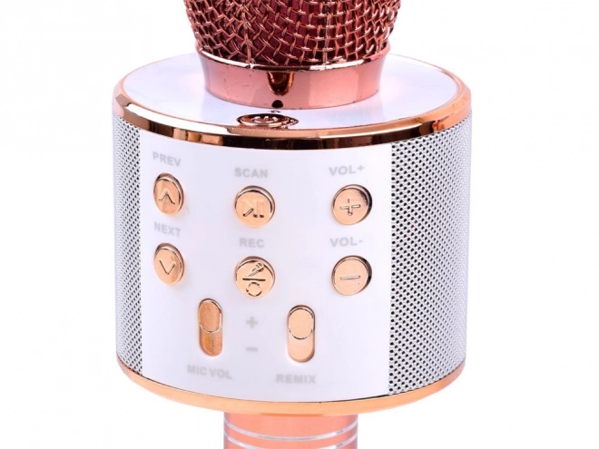 Mikrofon karaoke wireless cu difuzor – Roz
