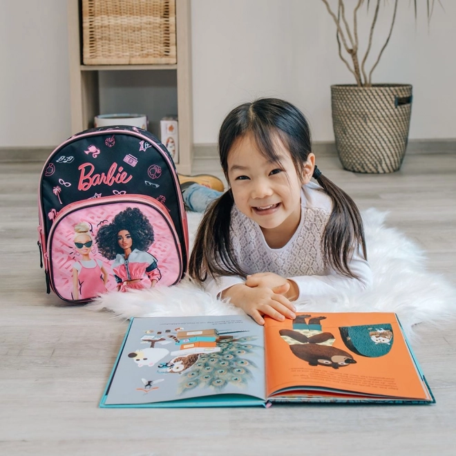 Rucsac pentru copii Barbie roz-negru