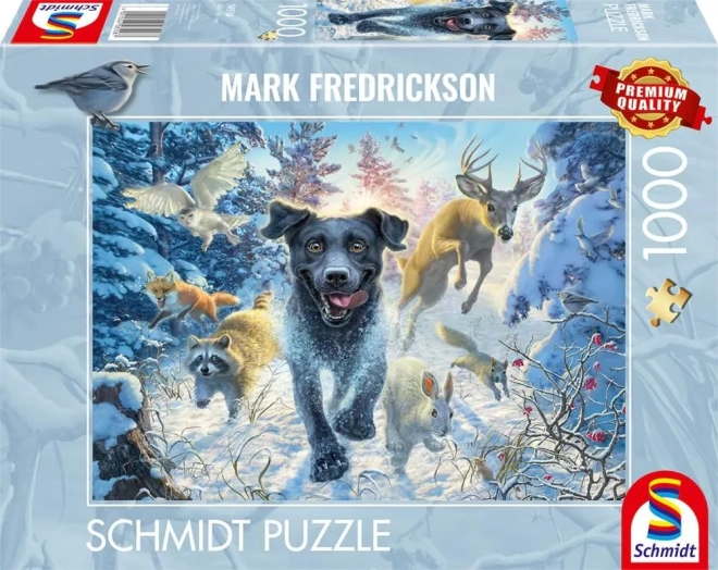 Puzzle Labrador în zăpadă 1000 de piese