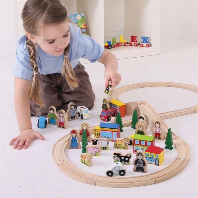 Set accesorii trenuleț din lemn Bigjigs Rail