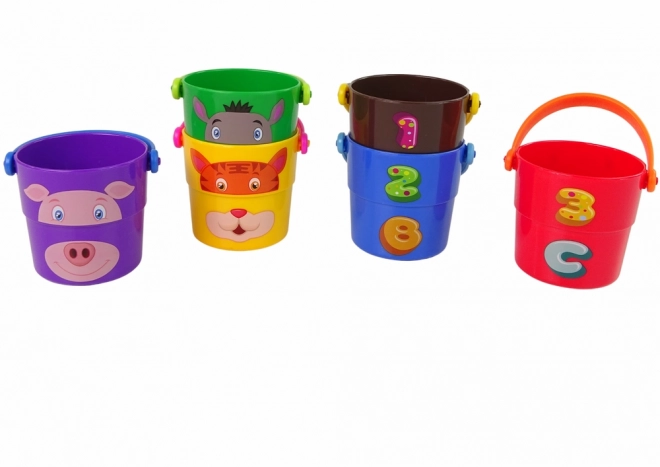 Set de găletușe colorate cu animăluțe piramidă