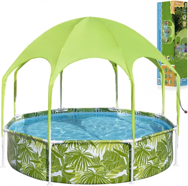 Bestway piscină de grădină cu structură 244 × 51 cm cu copertină SPLASH-IN-SHADE