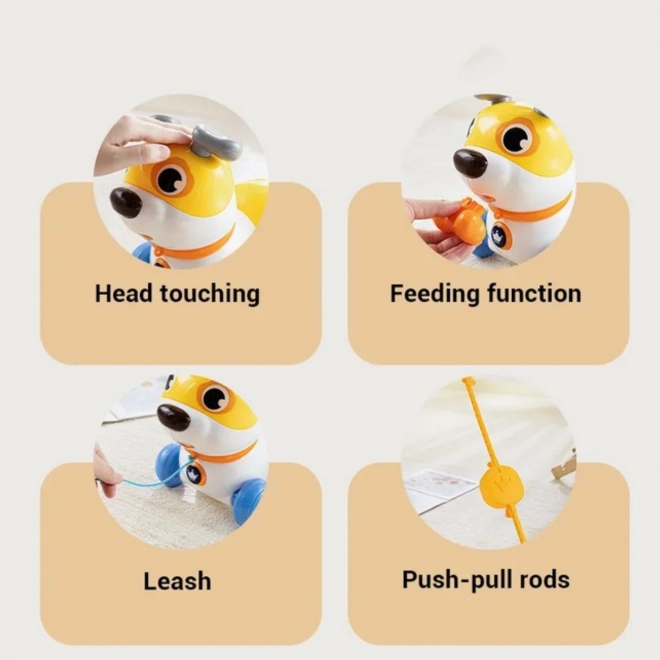 Căţeluş interactiv WOOPIE 2în1 buton lătrător 360° pentru copii 6m+