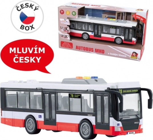 Autobuz cu mecanism inerțial, anunțuri în limba cehă și lumini