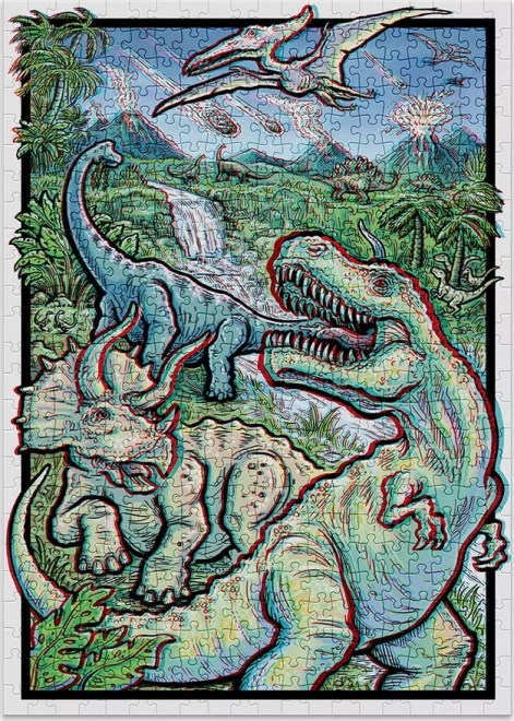 Puzzle 3D Dinozauri cu ochelari - 500 piese