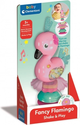 Zornăitoare interactivă flamingo cu ventuză BABY CLEMENTONI