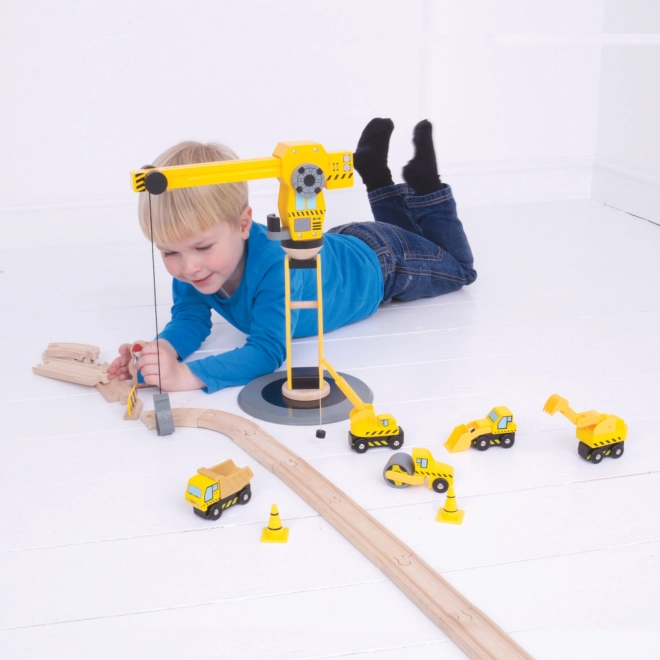 Jeřáb și mașini de construcții Bigjigs Rail