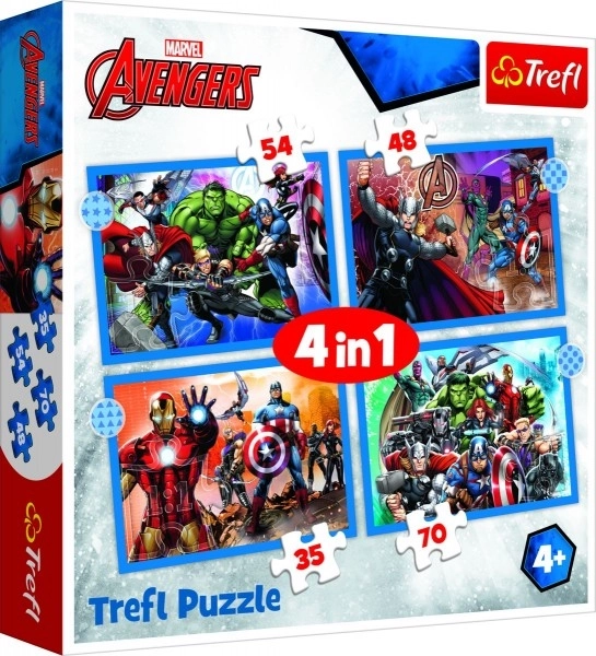 Curajoșii Avengers Puzzle 4 în 1 de la Trefl