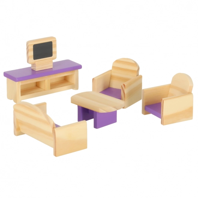 Mobilier din lemn pentru căsuța de păpuși violet