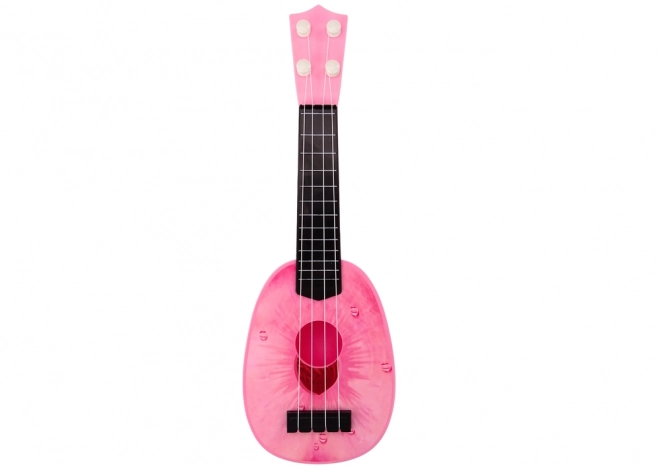 Ukulele roz alb pentru copii cu motiv piersică