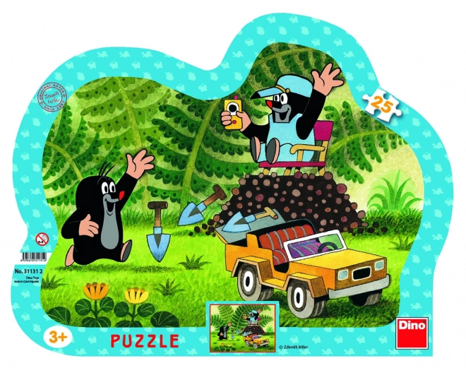 Puzzle Dino Krtek cu mașina galbenă 25 piese