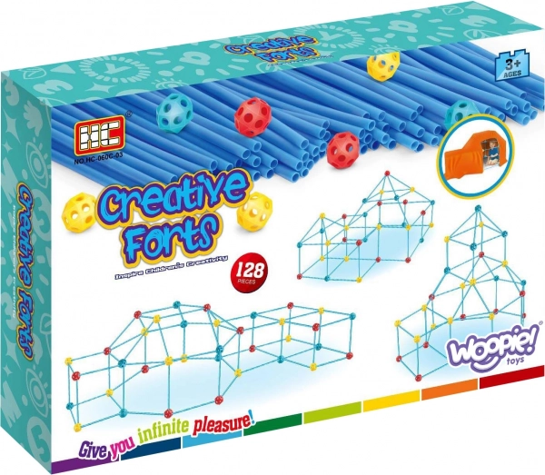 WOOPIE Mari Construcții Blocuri Set Cort Paie Tuburi 128 buc