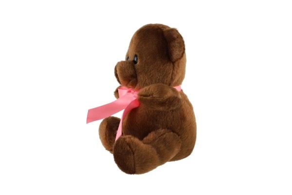Ursuleț șezând cu fundiță pluș 15cm maro închis