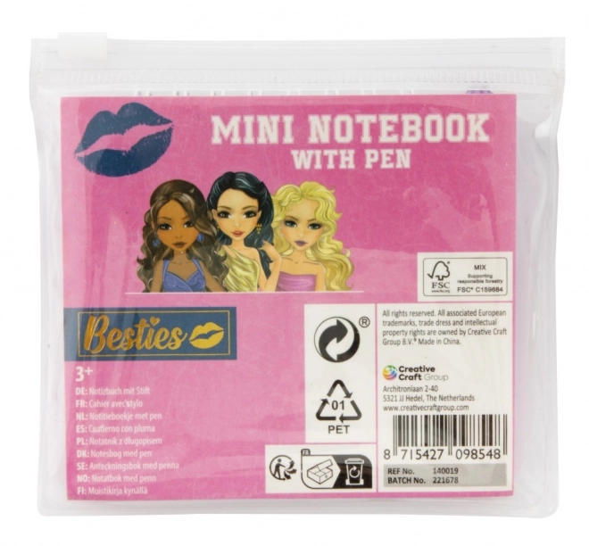 Mini bloc cu spirale și creion Besties