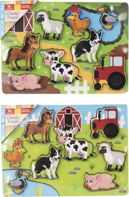 Puzzle din lemn cu animale de fermă