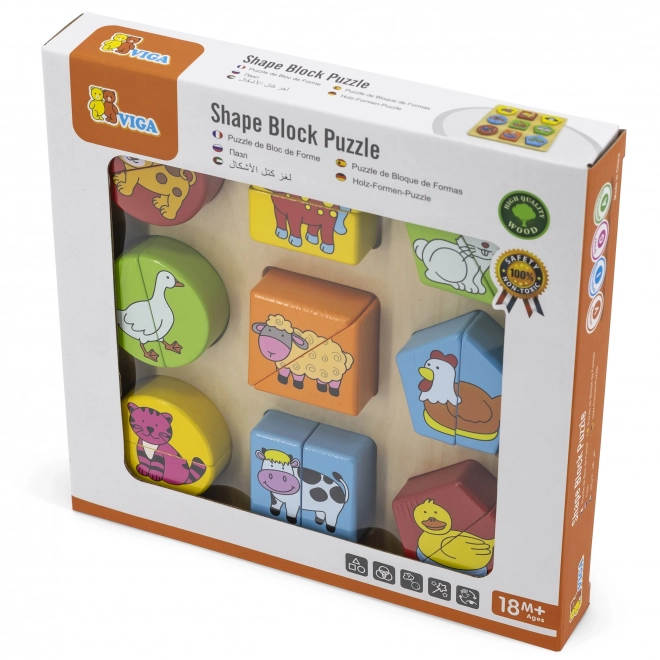 Puzzle educative din lemn Viga cu animale
