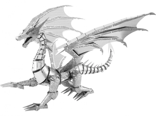 Puzzle 3D dragon argintiu Metal Earth ICONX