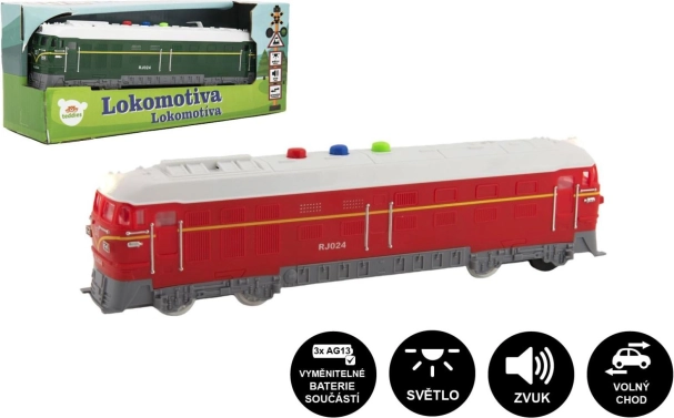 Locomotivă din plastic 23 cm cu baterii, cu sunete și lumină