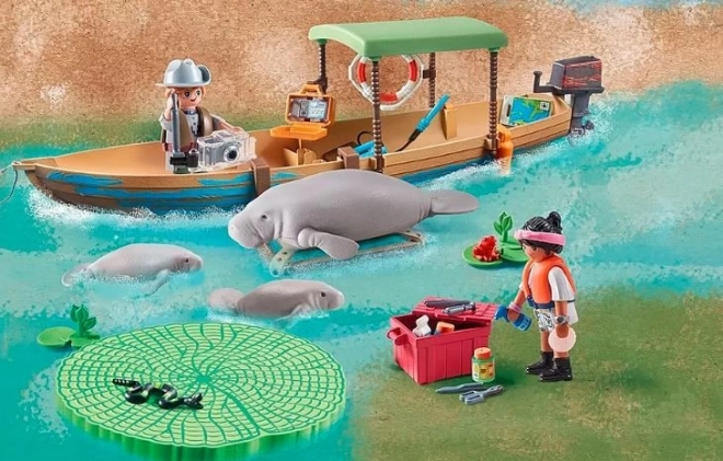 Set figurină Wiltopia 71010 Excursie cu barca pentru vizitarea lamantinilor