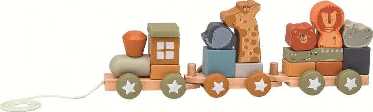 Trenuleț din lemn cu animale 2Kids Toys