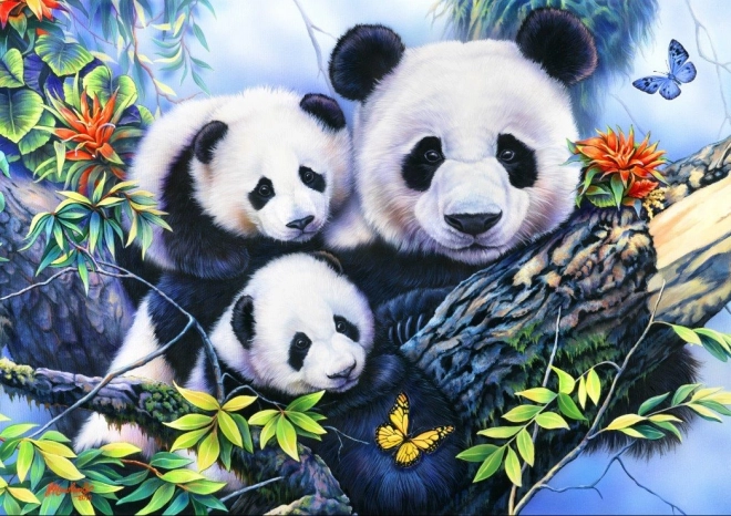 Puzzle Familia de panda 1000 piese Bluebird