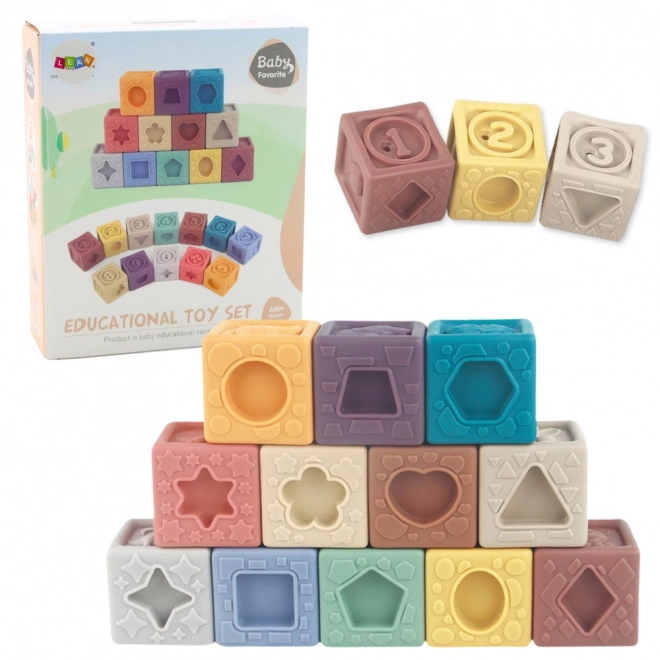 Kocki senzoriale colorate și educative 12 bucăți