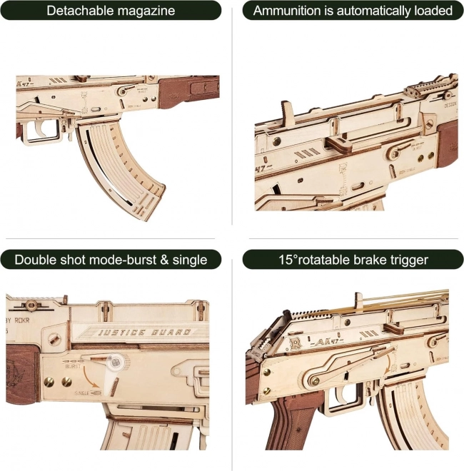 Puzzle 3D din lemn pușcă AK-47