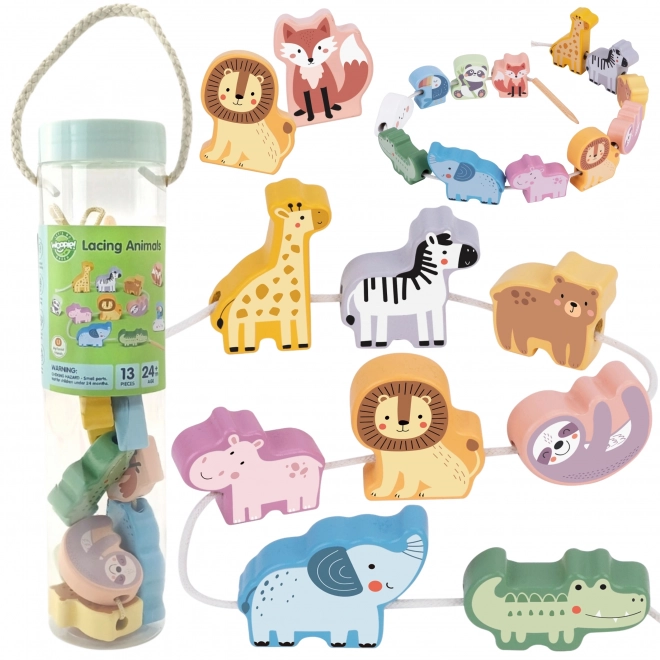 Joc din lemn pentru împletire animale de la zoo Woopie Green