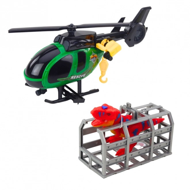 Set de salvare cu camion, elicopter și dinozaur
