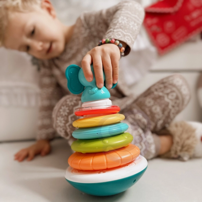 Piramida Interactivă Elefănțel Woopie Baby cu Inele Rățușcă