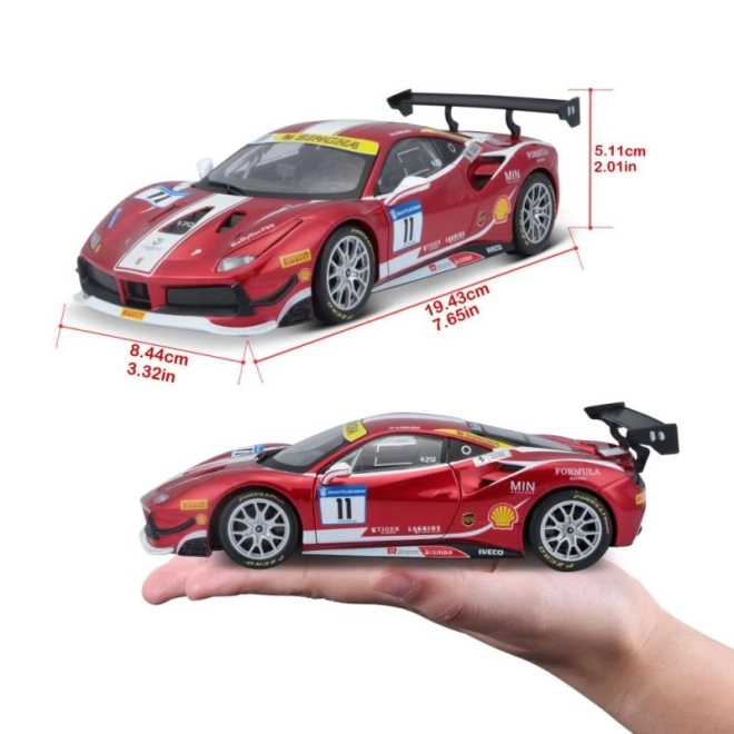 Model auto Ferrari 488 Challenge 2017 de la Bburago la scară 1:24