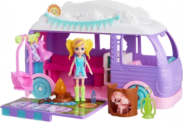 Polly Pocket Furgoneta de Glamping cu Păpușă