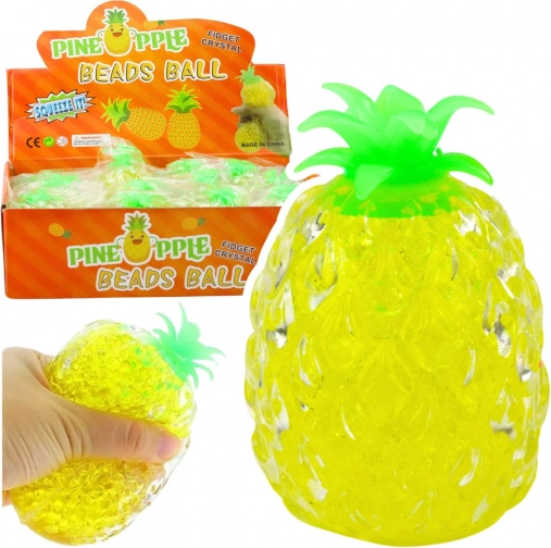 Jucărie antistres de strâns în formă de ananas cu biluțe hidrogel galbene