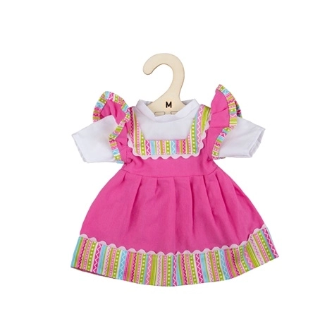 Rochiță roz cu dungi pentru păpușă 34 cm