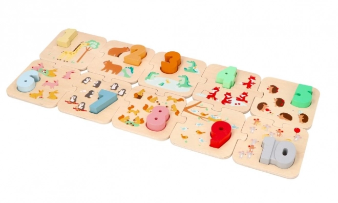 Puzzle din lemn cu animale - învățare Montessori
