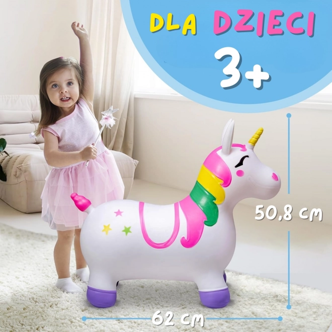 Unicorn săltător alb cu pompă Woopie