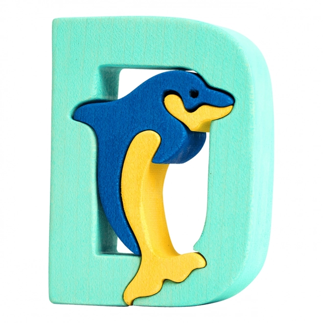 Puzzle de litere din lemn Delfin