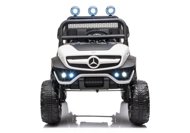 Mașină cu acumulator Mercedes Unimog S roșie – Alb