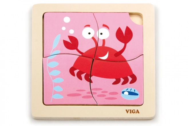 Puzzle din Lemn Crabul pentru cei Mici