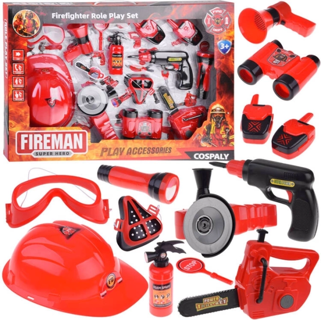 Set mare de pompieri cu cască și fierăstrău 13 piese